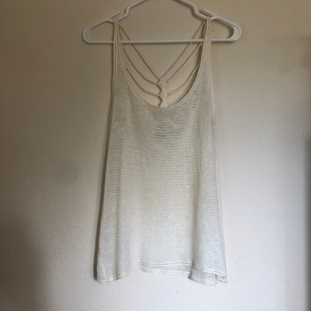 Ella Moss | linen crochet top with strappy back